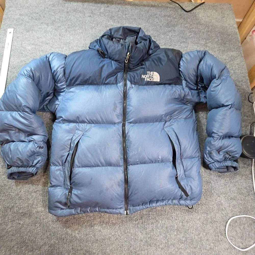 The North Face Nuptse Jacket Mens Large Blue 700 Down Puffer Full Zip Outdoor